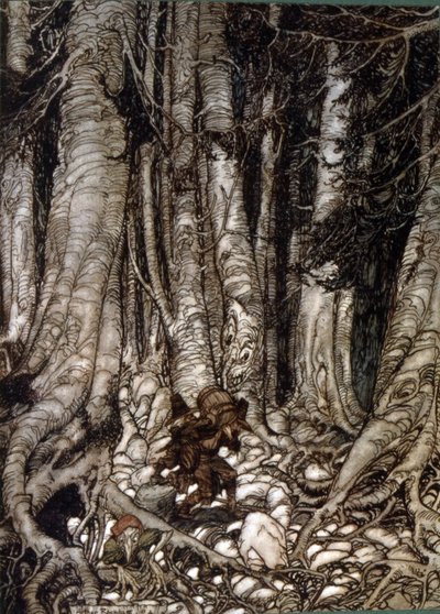 Ilustrace Arthura Rakhama Rip Van Winkle, povídky amerického autora Washingtona Irvinga poprvé publikované v roce 1819 od Arthur Rackham