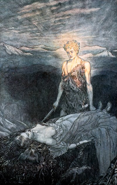 Ilustrace ze Siegfrieda a soumraku bohů, 1924. od Arthur Rackham