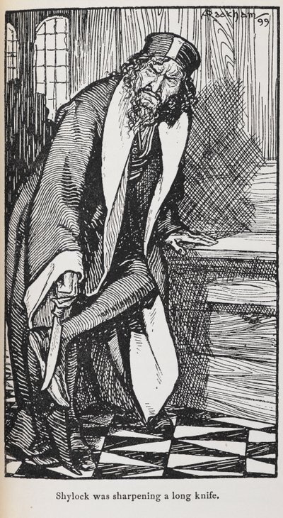 Ilustrace Shylocka z Kupce benátského od Arthur Rackham