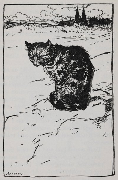 Ilustrace kočky z The Bremen Town Musicians. od Arthur Rackham