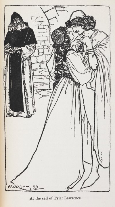 Ilustrace hvězdných milenců ve filmu Romeo a Julie. od Arthur Rackham
