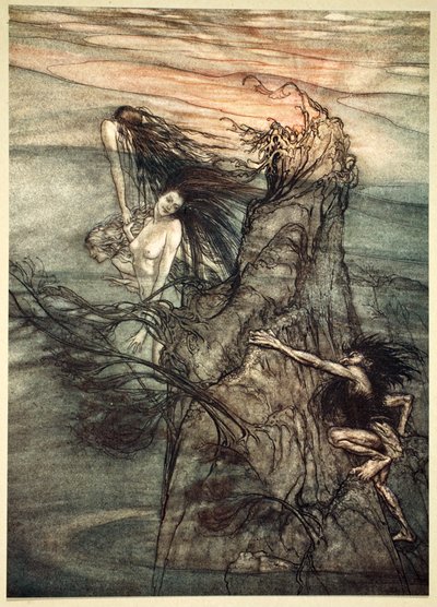 „Vysmívejte se! Falešný! Nibelung dělá vaši hračku!“, 1910. od Arthur Rackham
