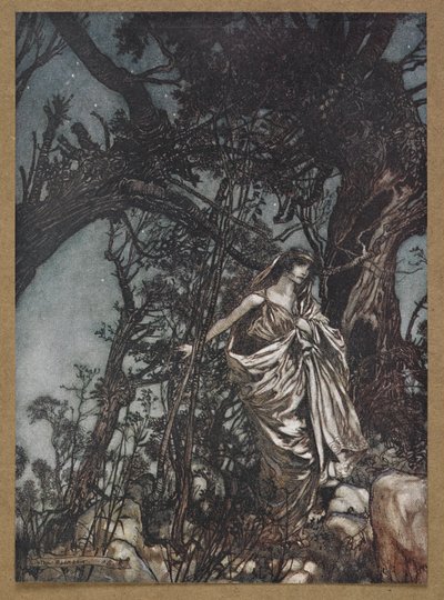 Nikdy tak unavený, nikdy tak běda. Scéna ze „Snu noci svatojánské“. od Arthur Rackham