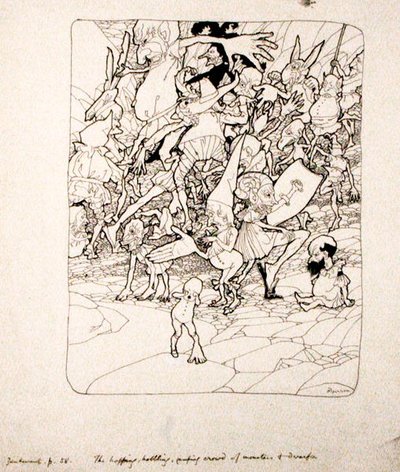 „Nikdo nemá k sobě připoutané správné končetiny“, ilustrace z „The Zankiwank and the Bletherwitch“ od S.J. Adair Fitzgerald, publikoval 1896 (pero a inkoust na papíře) od Arthur Rackham