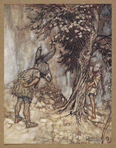"Ó Dole, ty jsi se změnil." Scéna ze „Snu noci svatojánské“. od Arthur Rackham