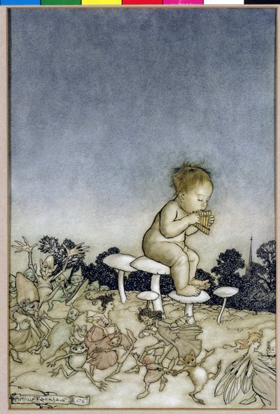 Peter Pan je Fairies Orchestra, ilustrace od Petera Pana v Kensington Gardens, od J. M. Barrieho, 1806 (pero a inkoust & wc na papíře) od Arthur Rackham
