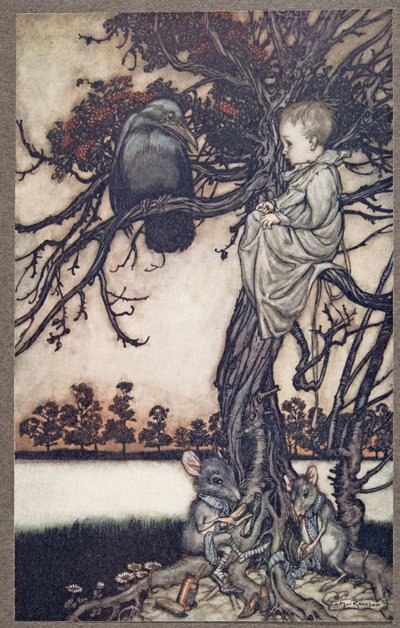 Předložte jeho podivný případ Oldovi Solomonovi Cawovi, od Petera Pana v Kensington Gardens od J. M. Barrieho (1860 - 1937), hospoda. 1906 od Arthur Rackham