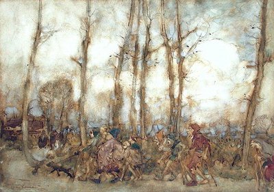 Žebráci přicházejí do města od Arthur Rackham