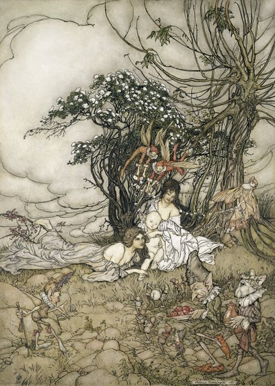 The Changeling, 1905 (wc a pero a inkoust na papíře) od Arthur Rackham