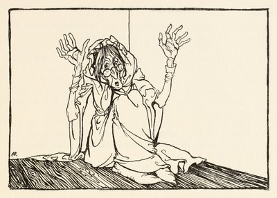 Hag seděla u zdi, z Morgans Frenzy v Irish Fairy Tales od Arthur Rackham
