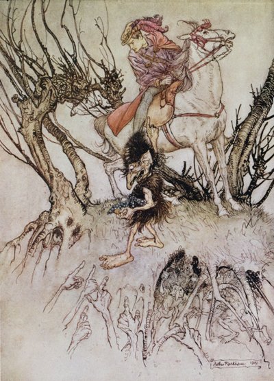 Rytíř Hulbrand s trpaslíkem, ilustrace k pohádce 