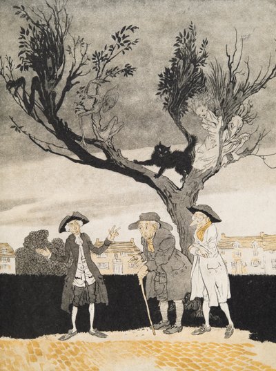 The Men of Sleepy Hollow (Inside Cover) z The Legend of Sleepy Hollow od Washingtona Irvinga (1783 - 1859), hospoda. 1928 od Arthur Rackham