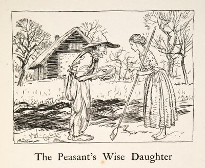 Rolnická moudrá dcera, z Bratříčka a sestřičky a jiné pohádky bratří Grimmů, pub. 1917 (litho) od Arthur Rackham