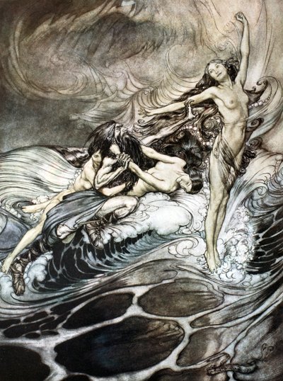 „Rýnské panny získávají prsten a triumfálně ho odnášejí“, 1924. od Arthur Rackham