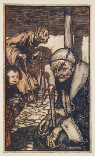 Struldbrugové, z Gulliverových cest od Jonathana Swifta (1667 - 1745), nakl. 1909 (barevné lito) od Arthur Rackham