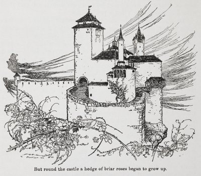 Zámek obklopený trny z Briar Rose (Šípková Růženka) od Arthur Rackham