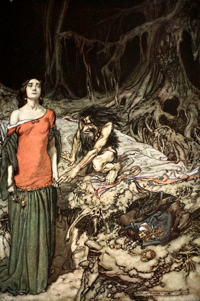 „Namlouvání Grimhildy, matky Hagenovy“, 1924. od Arthur Rackham