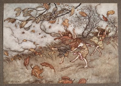 Neexistuje téměř nic, co by mělo takový smysl pro zábavu jako spadané listí od Petera Pana v Kensington Gardens od J. M. Barrieho (1860 - 1937), hospoda. 1906 od Arthur Rackham