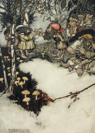Nalili svůj likér v hlubokém tichu, 1905 (pero & in a wc na papíře) od Arthur Rackham