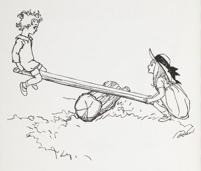 Dvě děti na houpačce. od Arthur Rackham
