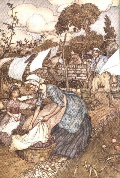 "Den praní" z "Rip Van Winkle" od Washingtona Irvinga (1783-1859) od Arthur Rackham