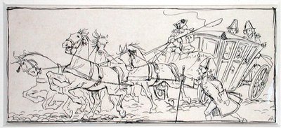 „Proč je dnes trenér tak těžký?“, ilustrace z „The Ingoldsby Legends, or Mirth and Marvels“ od Thomase Ingoldsbyho, vydané v roce 1898 (pero a inkoust na papíře) od Arthur Rackham