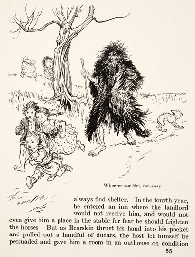 Kdo ho viděl, utekl, z Bratříčka a sestřičky a jiné pohádky bratří Grimmů, pub. 1917 (litho) od Arthur Rackham