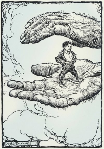 ilustrace k pohádce "Paleček" od Arthur Rackham
