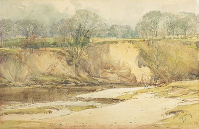 Muškař na břehu řeky Wharfe (akvarel) od Arthur Reginald Smith
