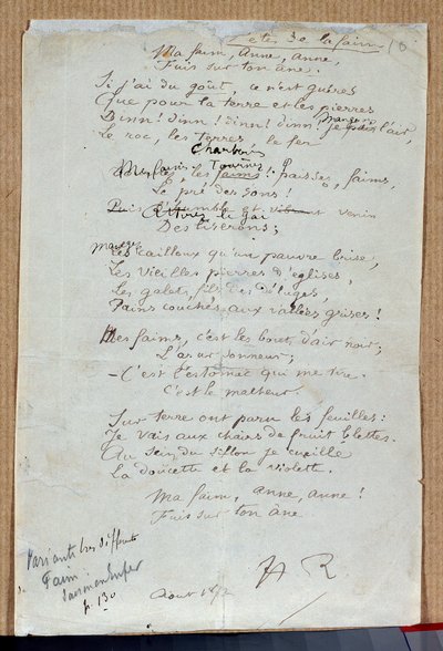 Rukopis básně „Svátky hladu“ od Arthura Rimbauda, ​​srpen 1872. Charleville, Rimbaudovo muzeum od Arthur Rimbaud