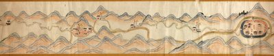 16 000. dodávané. Orientováno na sever vpravo. Reliéf zobrazený obrázkově. Pohled z ptačí perspektivy. Pokrývá řeku Wei v Baoji Xian, Shanxi Sheng až Shu Dao na hranici Shanxi-Sichuan. Zobrazuje osady, odpočívadla, nádraží, hostince, chrámy, horské průsmyk od Arthur W. Hummel
