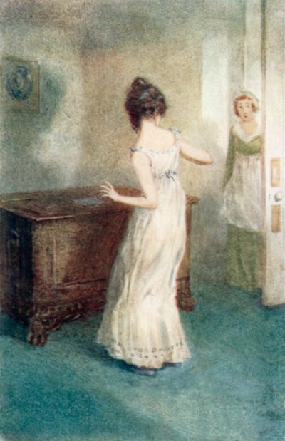 Ilustrace k Northanger Abbey od Jane Austenové (barevná litografie) od Arthur Wallis Mills