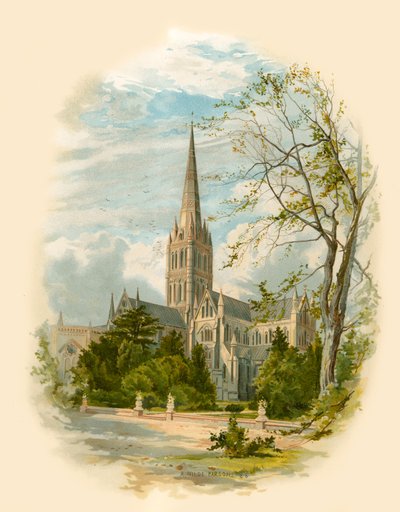 Katedrála v Salisbury, od biskupského paláce od Arthur Wilde Parsons