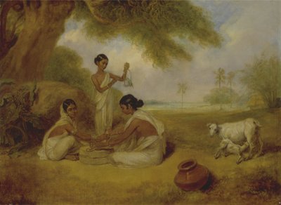 Broušení kukuřice, cca 1792-95 (olej na plátně) od Arthur William Devis