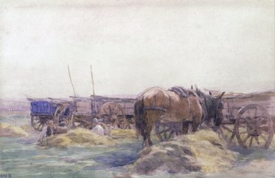 Vozíky na seno s koněm (akvarel na papíře) od Arthur Winter Shaw