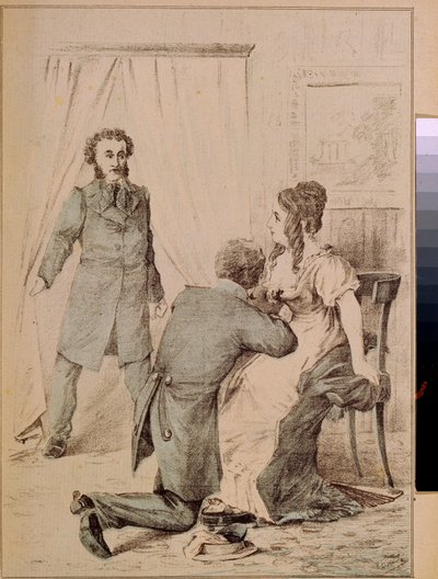 Alexandr Puškin (1799-1837) (litografie) od Artist Unknown