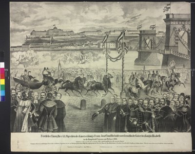 Příjezd císařského páru do dvorního skladiště v Budapešti 29. května. ledna 1866 od Artist Unknown