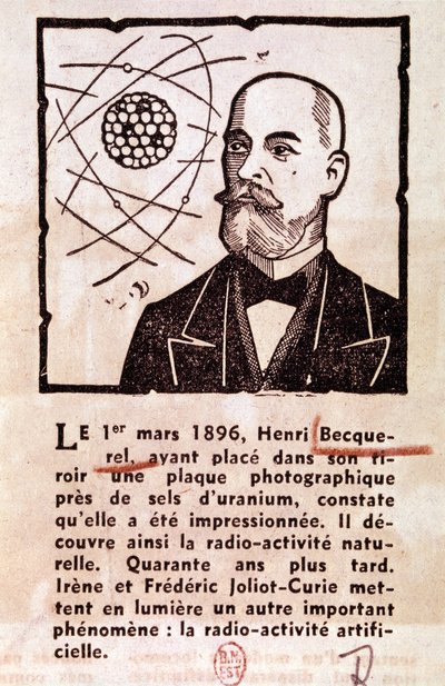 BECQUEREL Antoine Henri Francouzský inženýr, fyzik, nositel Nobelovy ceny: (kresba) od Artist Unknown