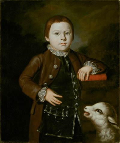 Chlapec rodiny Hallettových s jehnětem od Artist Unknown