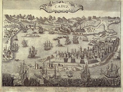 Město a přístav Cádiz. Rytina. ŠPANĚLSKO. ANDALUZIE. Cádiz. Museo de Cadiz od Artist Unknown