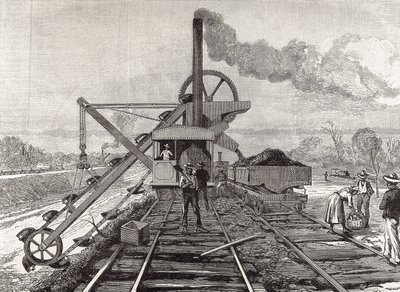 Výstavba Panamského průplavu. Bagrovací práce ve vesnici Culebra. Původní kresba Meltora Priora. Obrázek zveřejněn v "The Illustrated London News". Rytina. od Artist Unknown