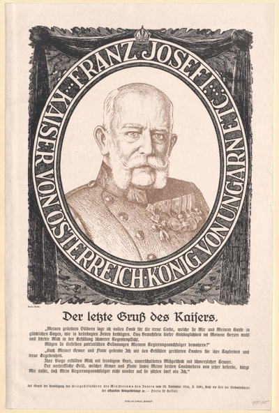 Rakouský císař František Josef I. od Artist Unknown