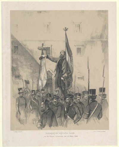 Poděkování uherských jurátů na vídeňské univerzitě 16. března 1848 od Artist Unknown
