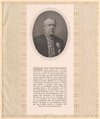 Ferdinand hrabě Trauttmansdorff-Weinsberg od Artist Unknown