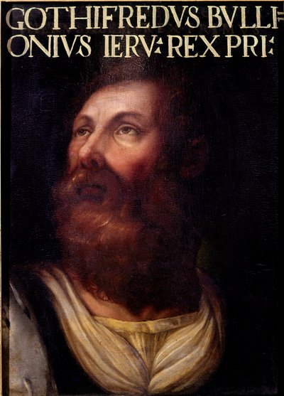 První křížová výprava: Anonymní obraz: "Portrét Godefroi (nebo Godefroy) de Bouillon (1040/61-1100), vévody basilejského Lotrinska". Florencie, Galleria degli Uffizi (kanceláře), Raccolta Gioviana od Artist Unknown