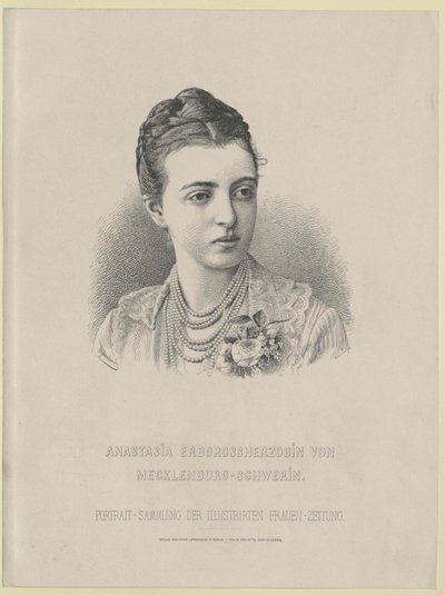 Ruská velkokněžna Anastázie Michajlovna od Artist Unknown