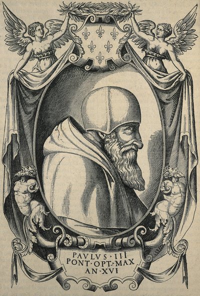 HULSIUS, Levinus (1550-1606). Pavel III. konec 16. stol. portrét s camaurem. Rytina. od Artist Unknown