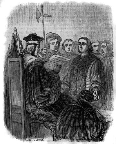 Rozsudek nad Jacquesem Coeurem, francouzským obchodníkem, který byl v roce 1451 zatčen za zpronevěru, odsouzen do vězení a jeho majetek byl zkonfiskován. od Artist Unknown