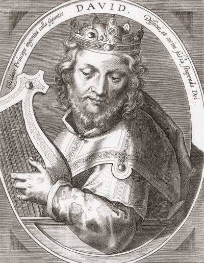Král David, král izraelský, se svou harfou. od Artist Unknown