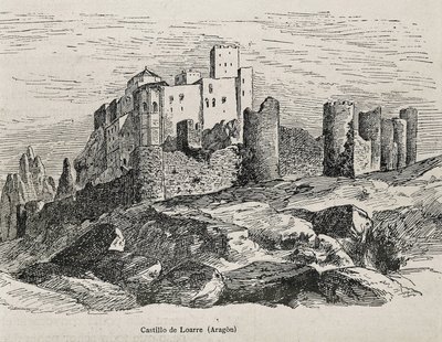 Loarre. Románský hrad. Rytina. ŠPANĚLSKO. ARAGON. Zaragoza. Generální vojenská akademie od Artist Unknown